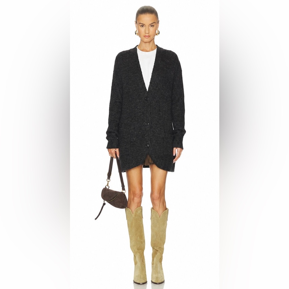 ISABEL MARANT Etoile Mohair Gray Knit Oversized Cardigan Sweater 38/ US 6 - Picture 2 of 8